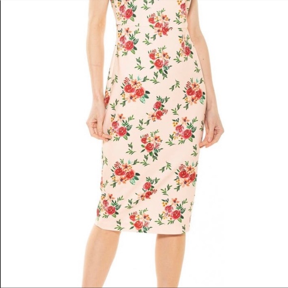 NWT Alexia Admor mock neck midi dress light pink color day dress - Picture 5 of 7